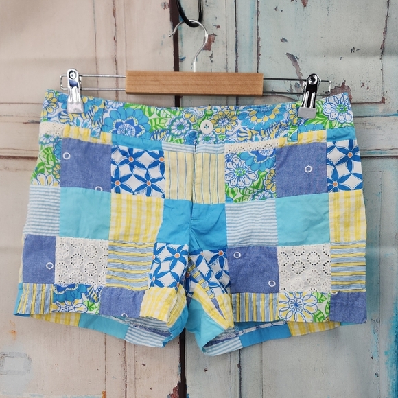 Lilly Pulitzer Blue Patchwork Shorts - Picture 1 of 5